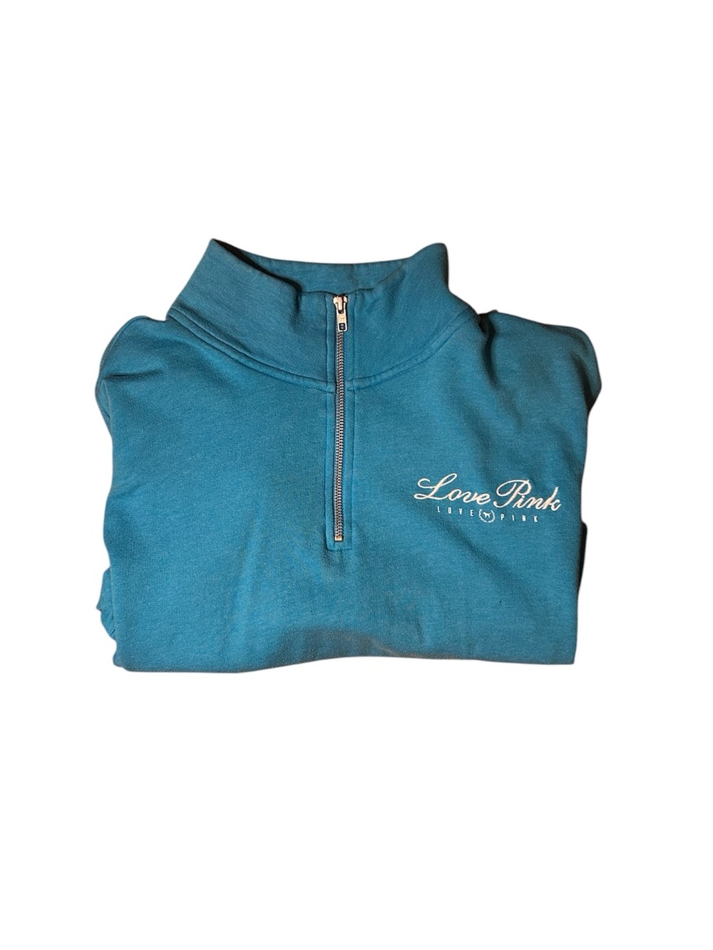 Victoria's Secret Pink Teal 1/4 Zip Athletic Sweatshirt